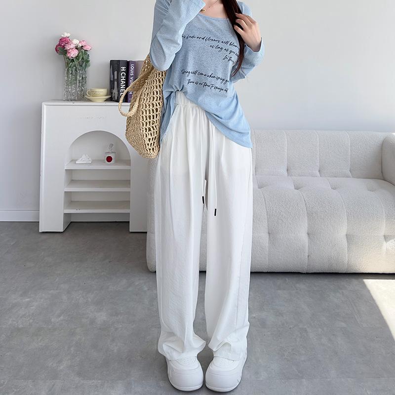 Grey Sports Wide-leg Pants For Women Hot Season Thin New Drape Loose Ice Silk Quick-drying Banana Machete Pants