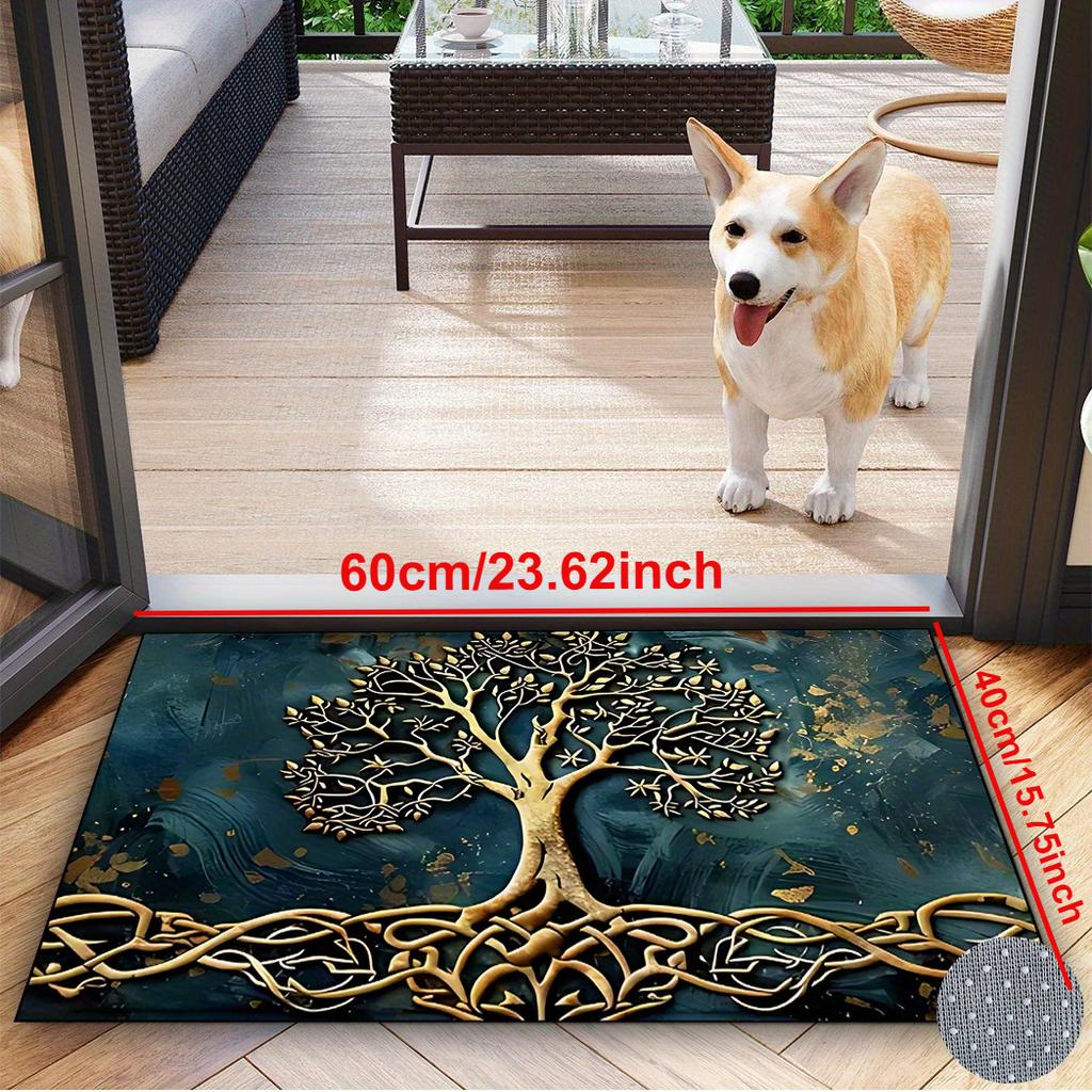 Tree of Life Pattern Large Area Rug Non-slip Machine Washable for Living Room Bedroom Laundry Entryway Home Decor Carpet Mat