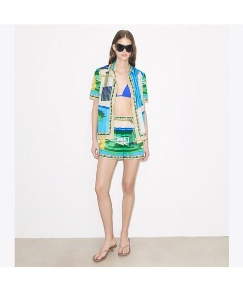 Tolibeochi Printed Camp Shorts - The Full Blue