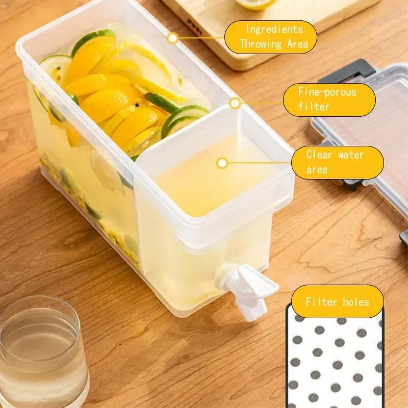 Jug with Tap Cold Water Container Bottle Tap Dispenser Kettle Lemonade Withtap Dispenser for Beverage Cold Water Jug Cold Kettle