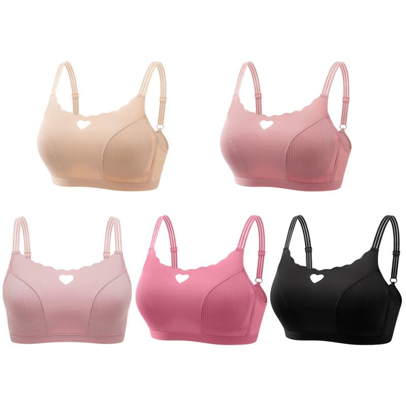 Women Heart Hollow Out Bra Breathable Gathered Bra