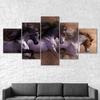 Wild Horse Race Painting Scene 5 Piece Five Panel Wall Canvas Print Modern Art Poster Picture Home Decor Gift For Him For Her