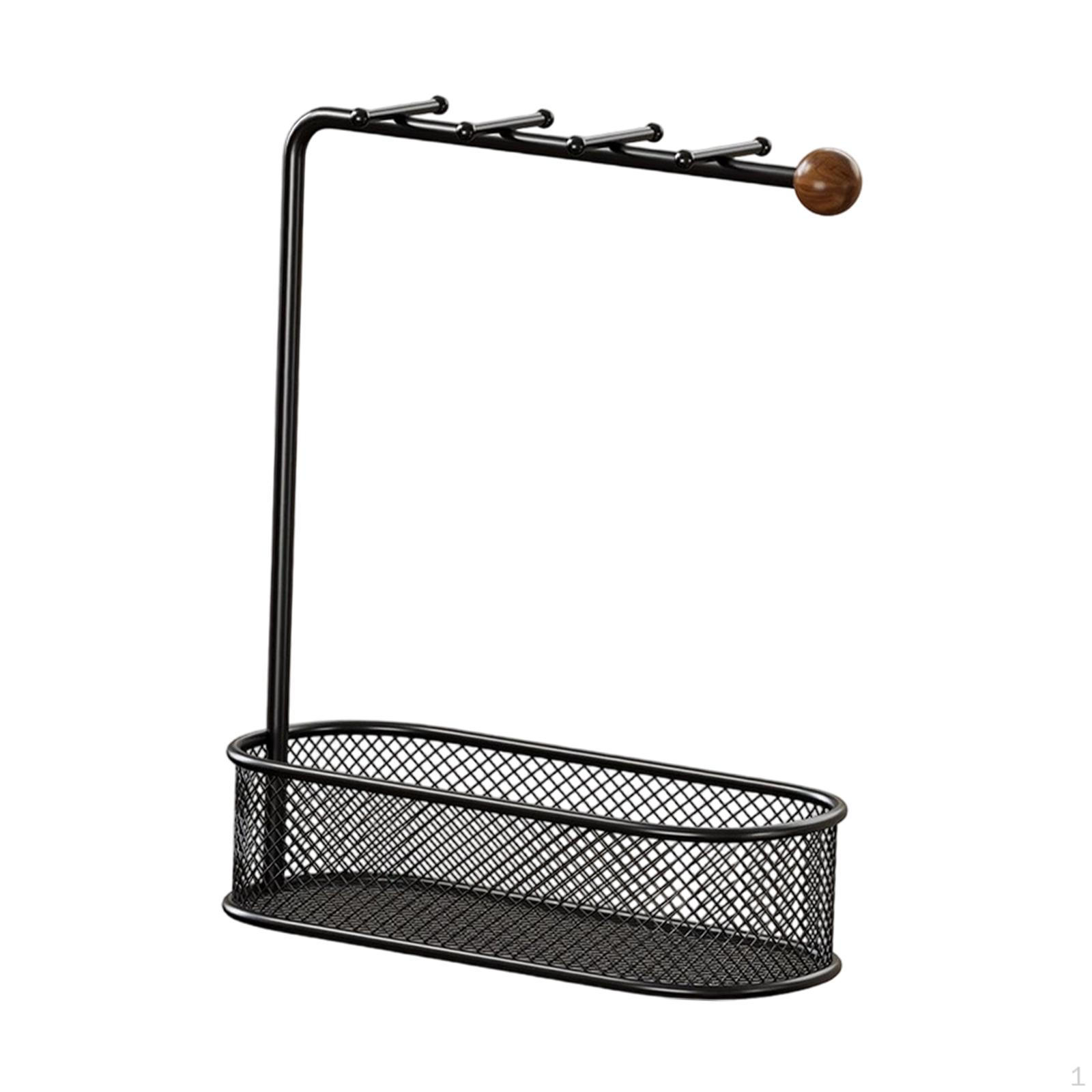 

Calligrapghy Brush Holder Chinese Hanger Jewelry Organizer Multi Hook Shelf Rack for Dresser чёрный