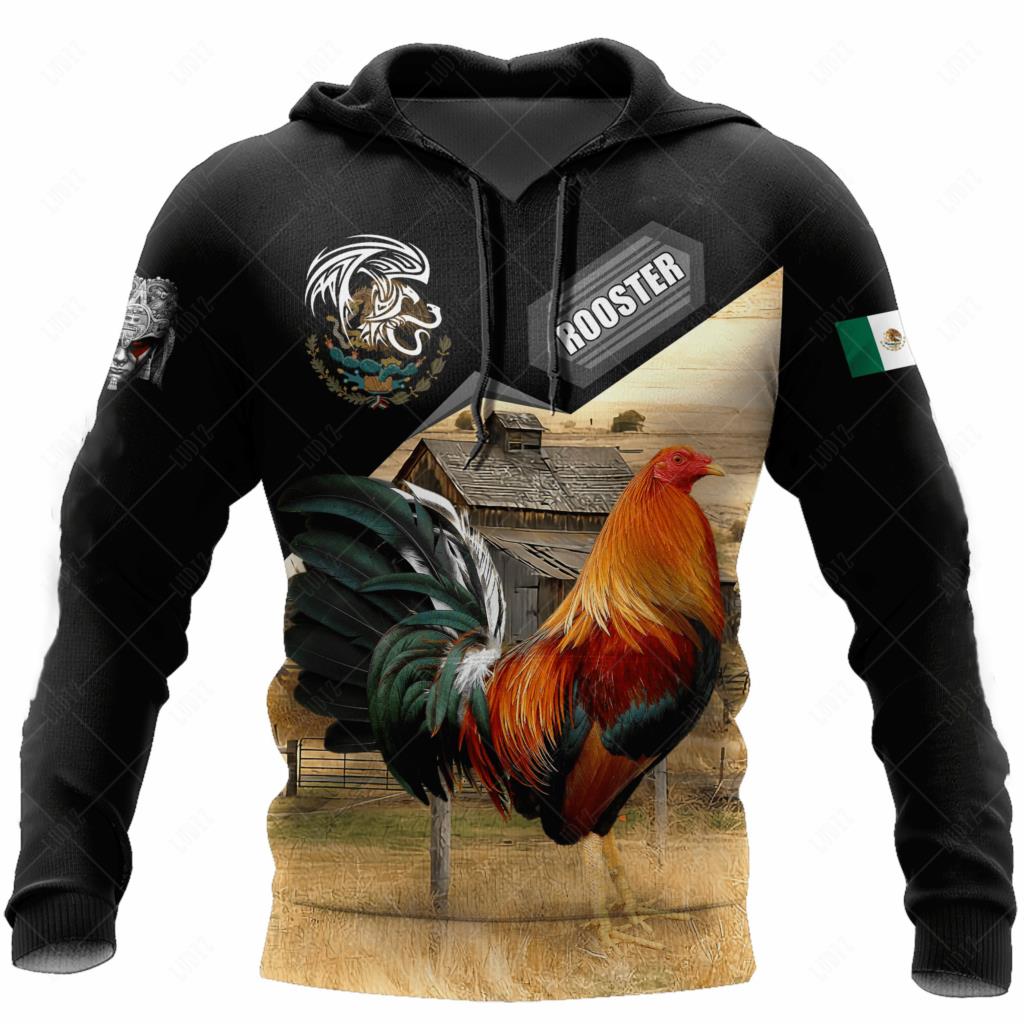 

Мужская толстовка с капюшоном, мексиканские толстовки с 3D-принтом, графика мексиканского петуха, осенняя уличная одежда с длинным рукавом, толстовка с капюшоном для мужчин, одежда 3XL