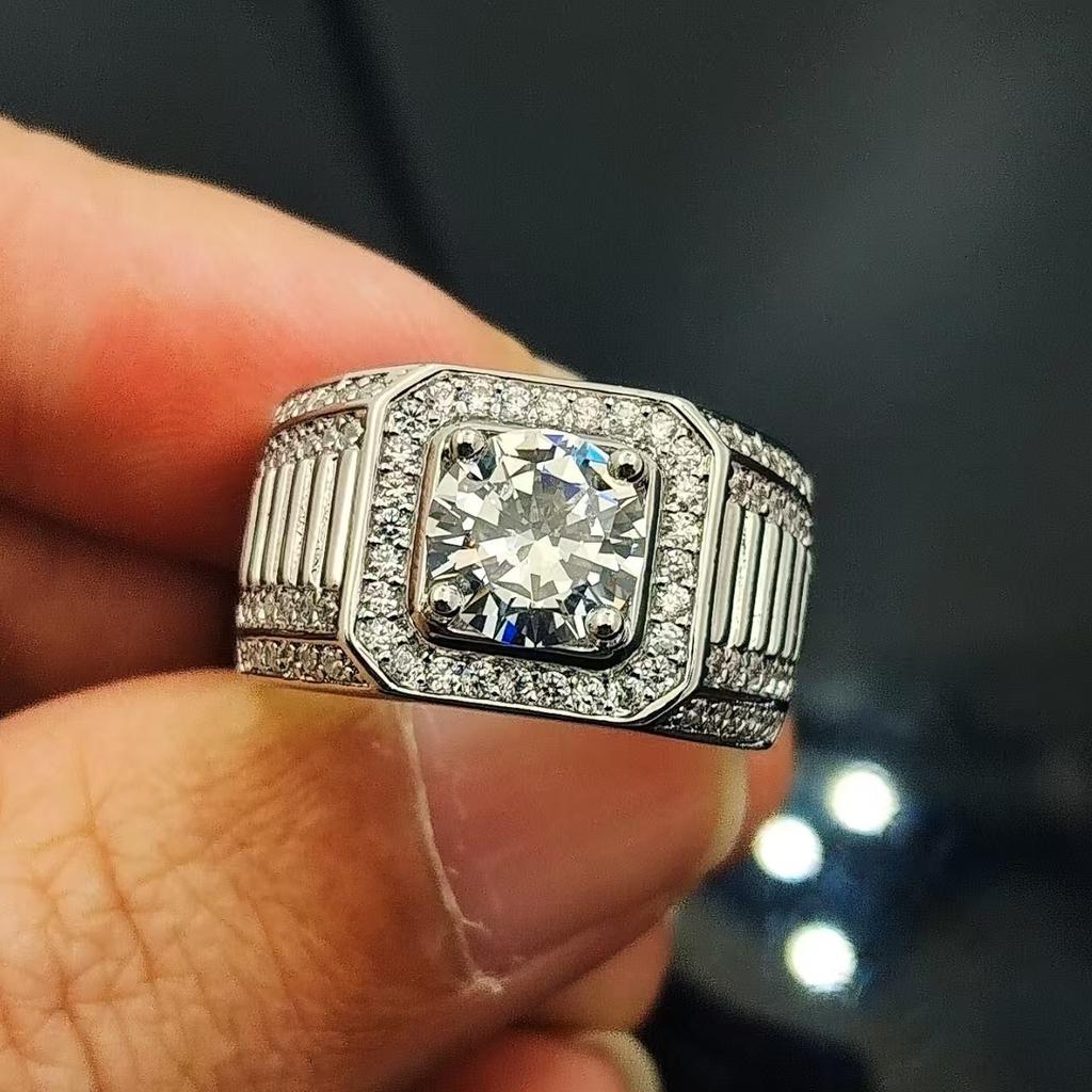 Imitation 1/3 Karat Voll Diamant Herrenring Modisch Vielseitig Live Dominant Zigeunermann Ring