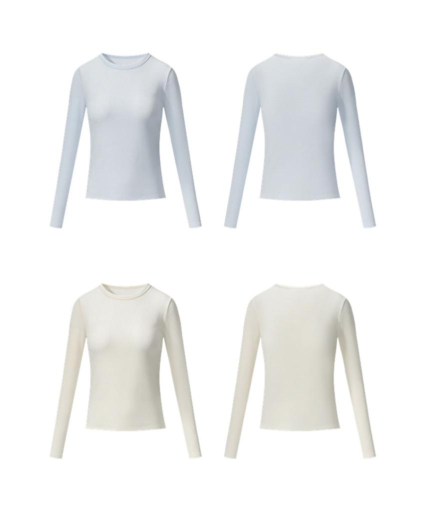 BUTTON SEOUL [Women'S] Stretch Stripe Long Sleeve Top (2 Colors)