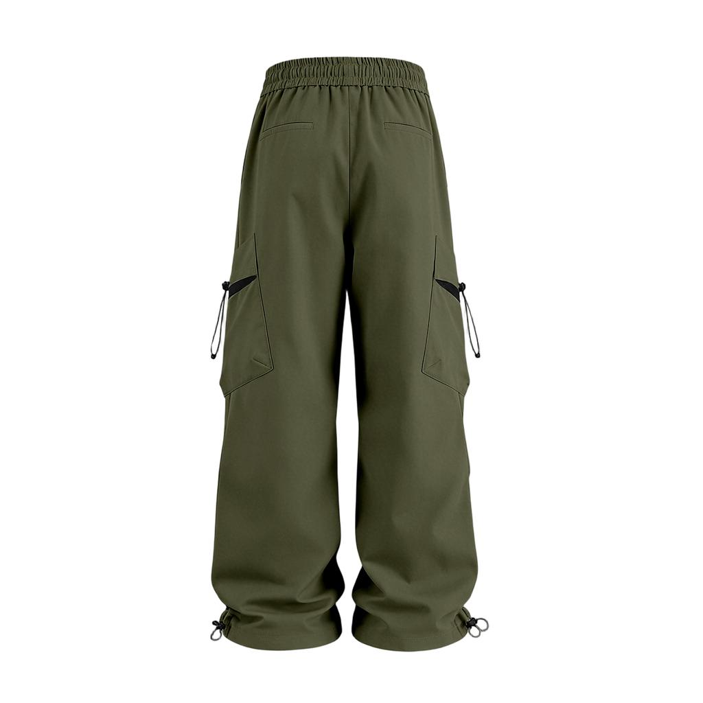 Men's Loose Fit Cargo Pants with Multi Pocket Design Drawstring Waist Straight Leg Trousers for Casual Daily Wear