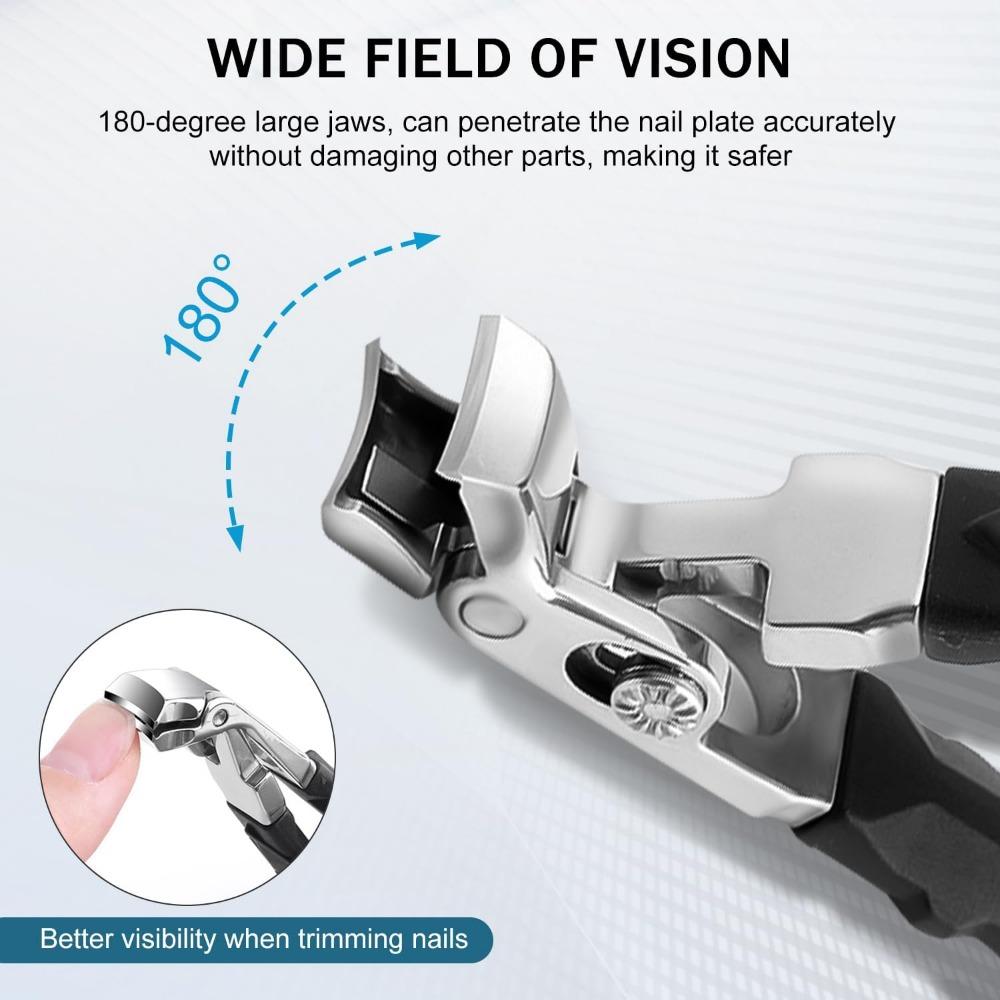 Stainless Steel Toenail Clippers with Curved Blade & Nail Catcher – Ergonomic Precision Trimming for Thick or Ingrown Nails