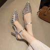 Rhinestone Bag Head Hollow Sandals Women's Large Size Summer New Models with High Heels Niche Temperament