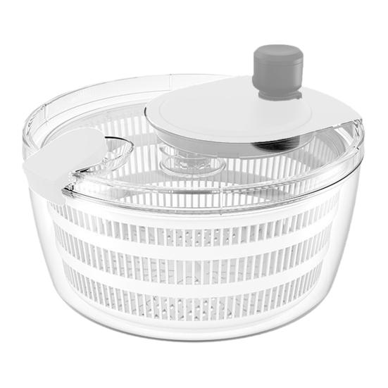 Salad Spinner Hand Dehydrator Large 4.2 Quart Transparent Bowl with Built-in Strainer Fruit And Veggie Dryer Easy to Clean Plastic Kitchen Tool