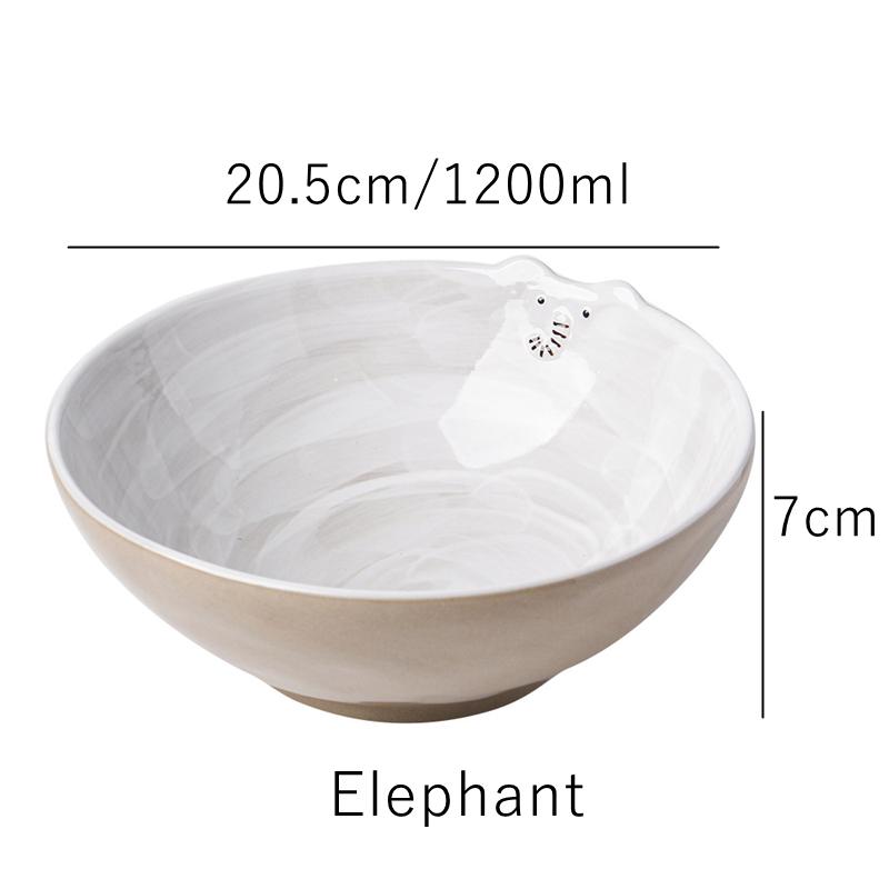 8 Inch Ceramic Ramen Bowl Hand-painted Animal Noodle Soup Bowl Salad Mixing Bowl Microwave Safe Dinnerware 1200ML