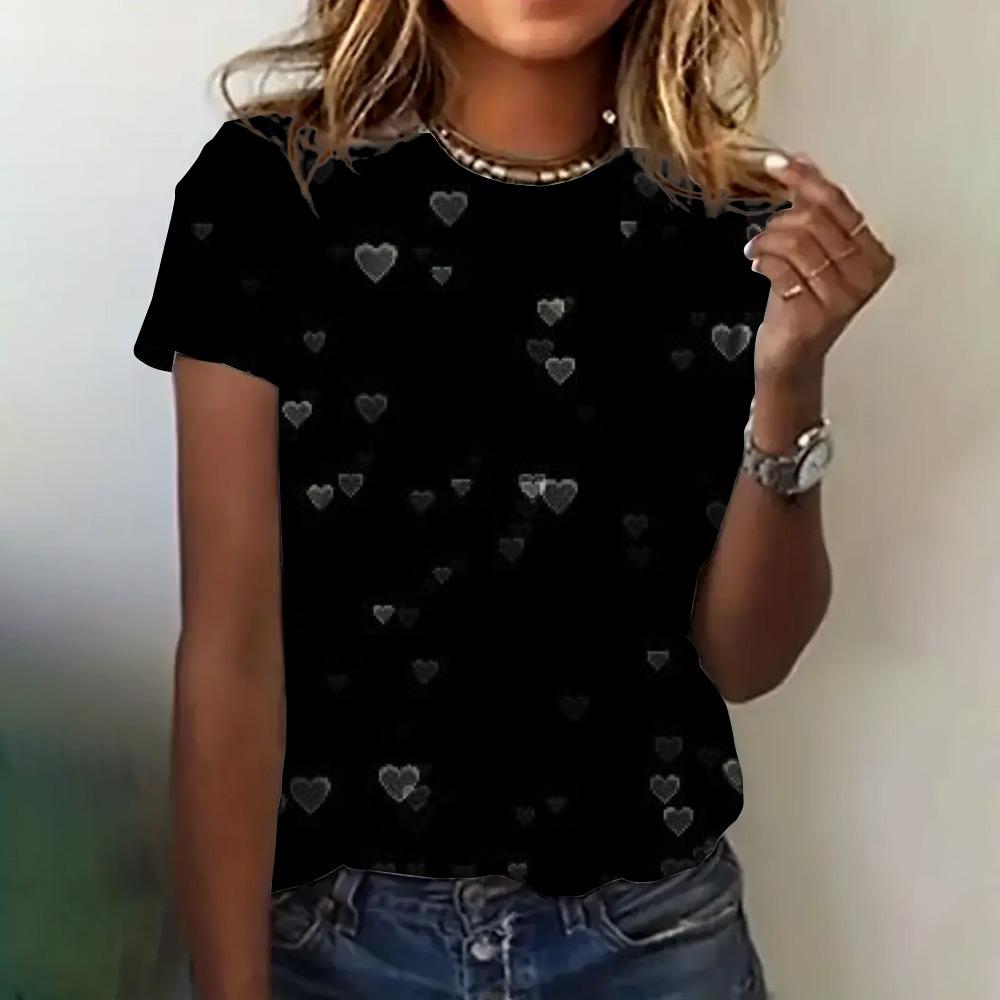 Summer New T-shirt Women's Clothing Casual Short Sleeve Butterfly Pattern Round Neck Elegant Blouse Women's T-shirt Price Is Low