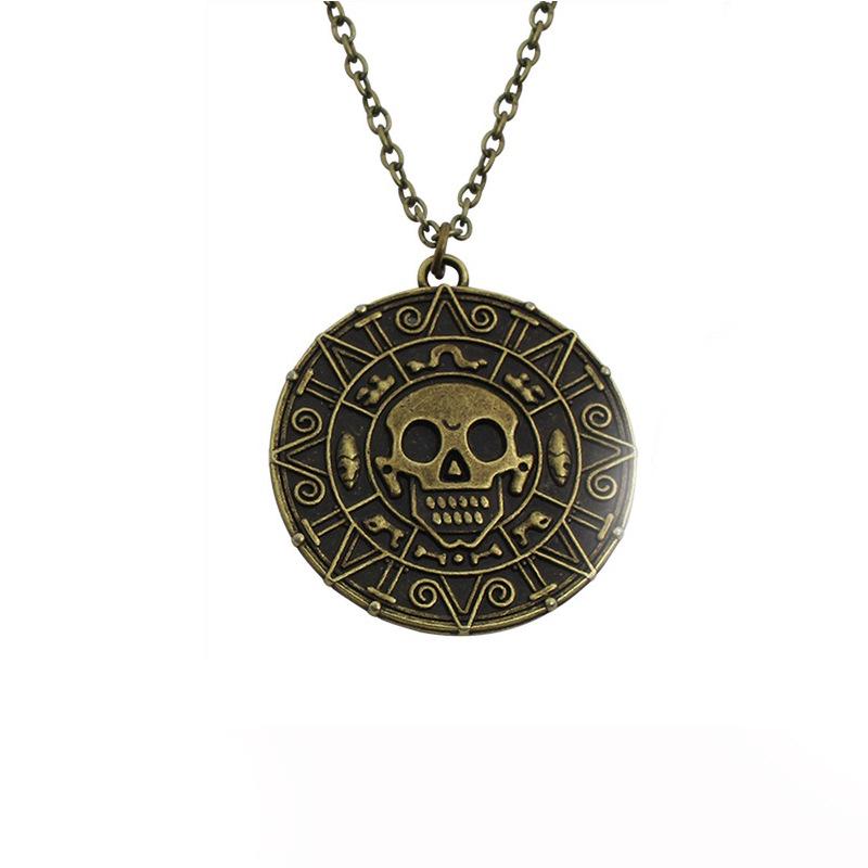 Pirates of the Caribbean Aztec Gold Coin Skull Men's Vintage Clavicle Necklace