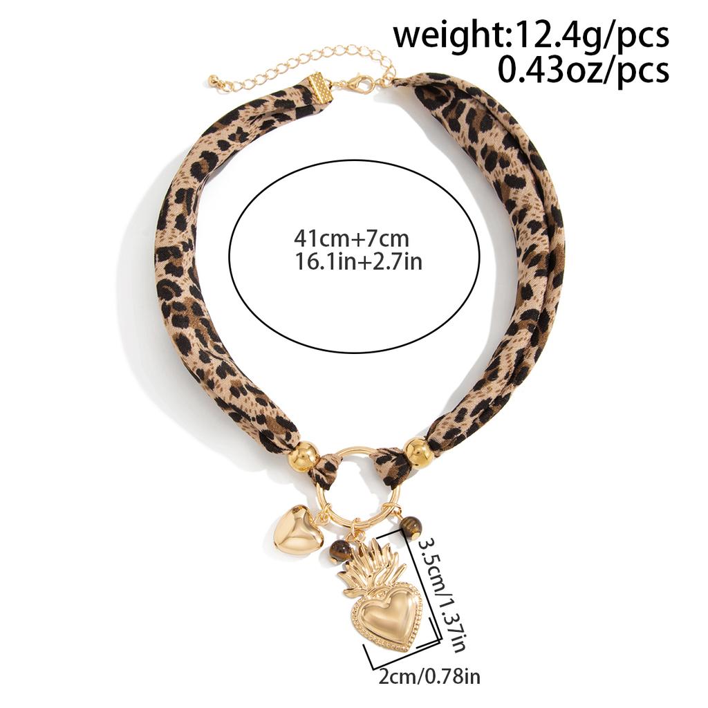 Ingemark Elegant CCB Heart Shape Pendant Choker Necklace Women Trend Punk Gold Color Metal Chiffon Fabric Neck Chain New Jewelry