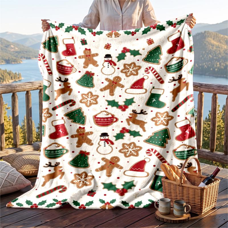 Christmas Flannel Throw Blanket Soft Warm Cozy For Sofa Bed Indoor Home Use Great Holiday Gift