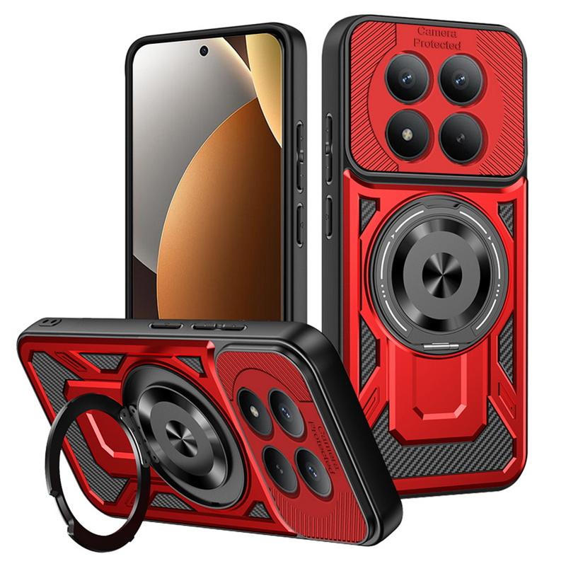 Luxury Magnetic Stand Phone Cases for Xiaomi Redmi Note 15 14 13 Pro Plus Shockproof Armor Carbon Fiber Clashing Protector Cover