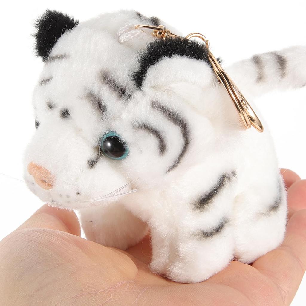Alipis White Tiger Plush Keychain, White Tiger Mascot, Bag Charm, Cute Fluffy Animal Strap, Keys, Backpack Decoration, Gift (11cm)