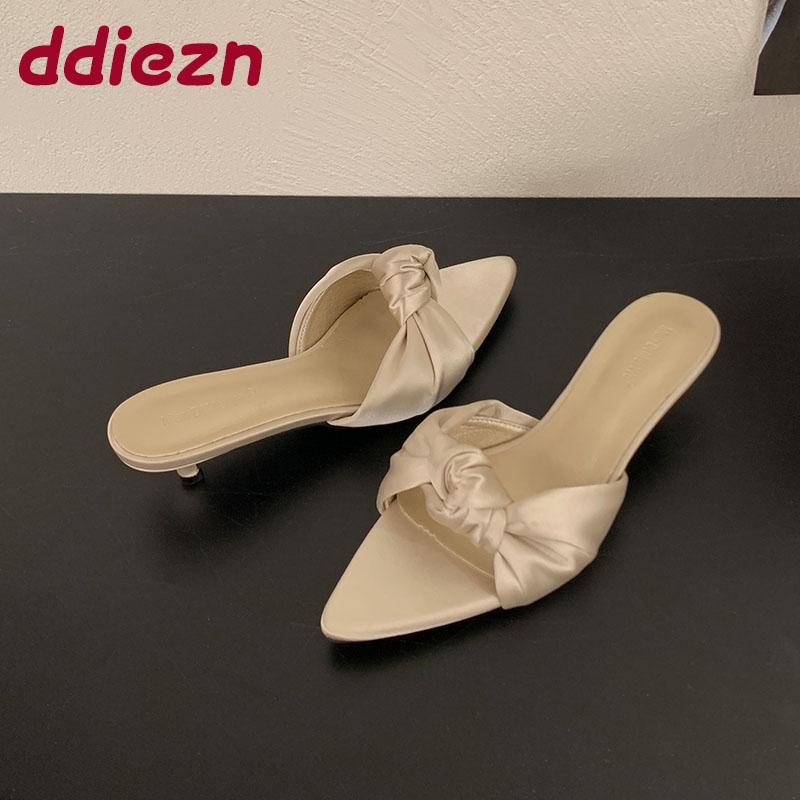 

Мода Мода Туфли-шлепанцы на каблуке с бантом-бабочкой Летние туфли с острым носком Женские шлепанцы на низком каблуке Женские шлепанцы Сандалии Туфли-лодочки 35 бежевый