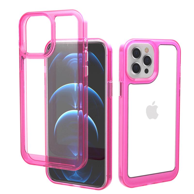 

Прозрачный пыленепроницаемый чехол с покрытием soft-touch для Apple iPhone 12/13/14 Pro Max с двухцветным дизайном XR красный/сливовый