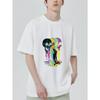 Black T Shirt with Colorful Skulls Dripping Paint Design for Casual Wear