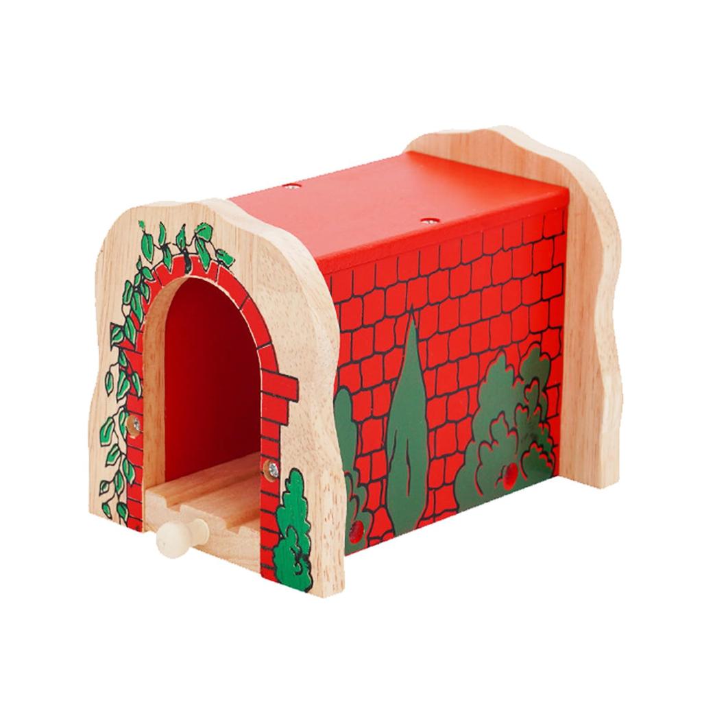 Tunnel for Toy Wooden Building Home Gift [Shandini] Railways, Toy, Blocks, Red, Cute, Kids, Play,