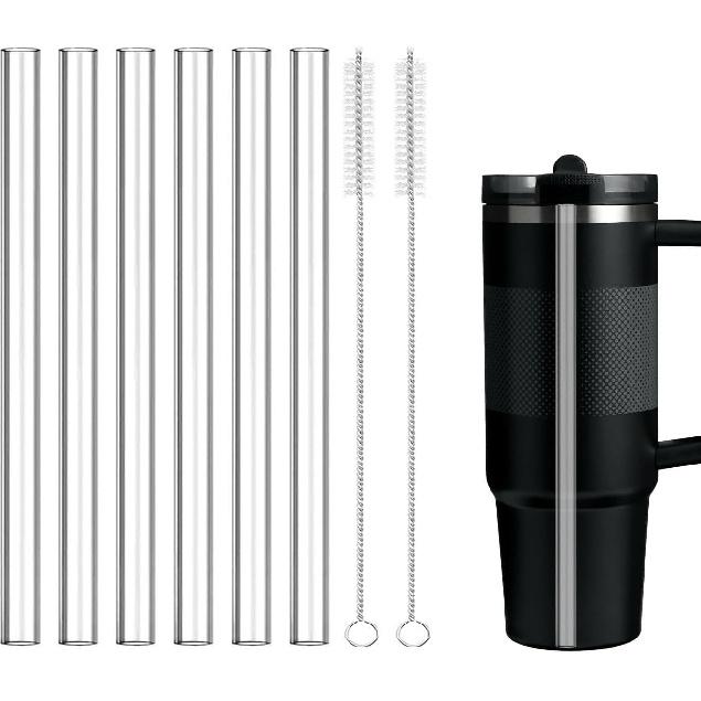 Replacement Straws Compatible with 30 oz Stanley Quencher ProTour Flip Straw Tumbler with Leakproof Lid -Accessories Set Include 6 Tritan Straws and 30 Oz