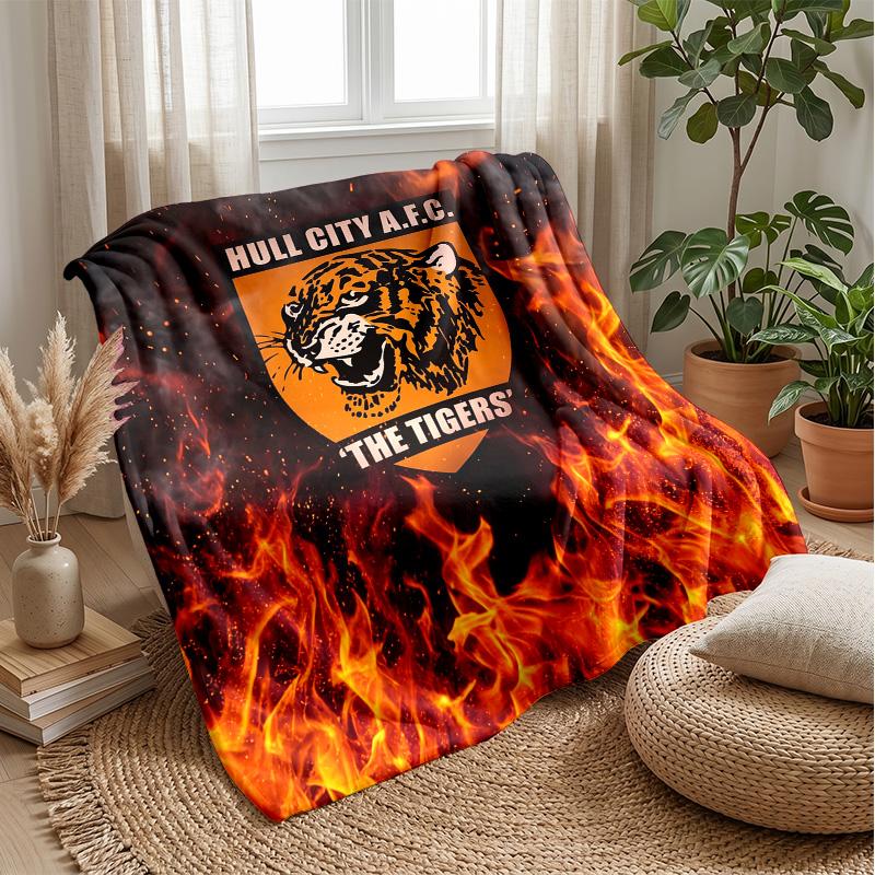 Hull City Football Print Flannel Blanket, Soft Warm Lightweight Throw Blanket for Sofa Bed Camping