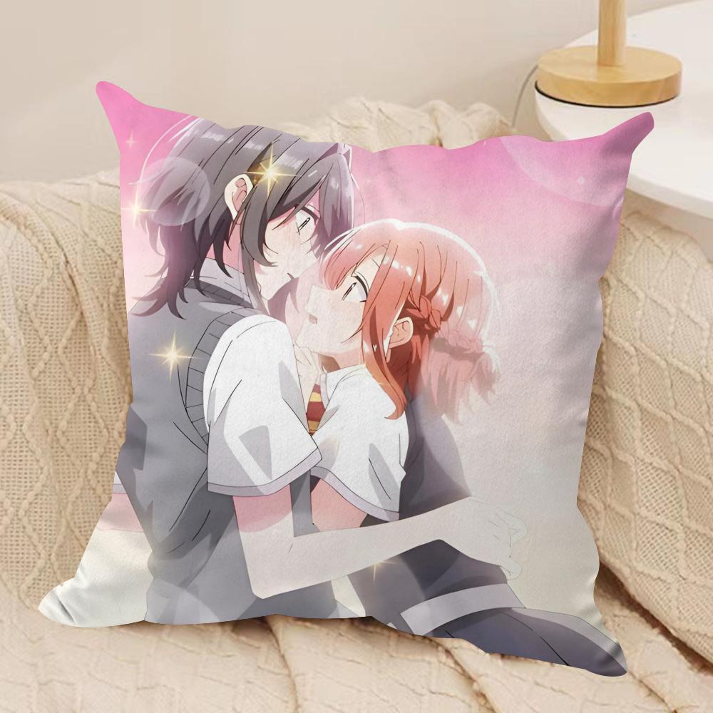 Hikikomari Kyuuketsuki no Monmon Cushion Cover Soft Plush Fabric Double-Sided Printed Sofa Cushion Cover for All Seasons Decor