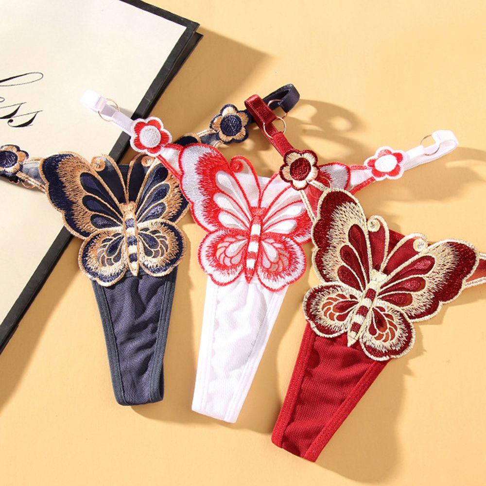 Japanese Thong Briefs Embroidery Butterfly Pattern Underpant Women Panties Sexy Underwear Lingerie