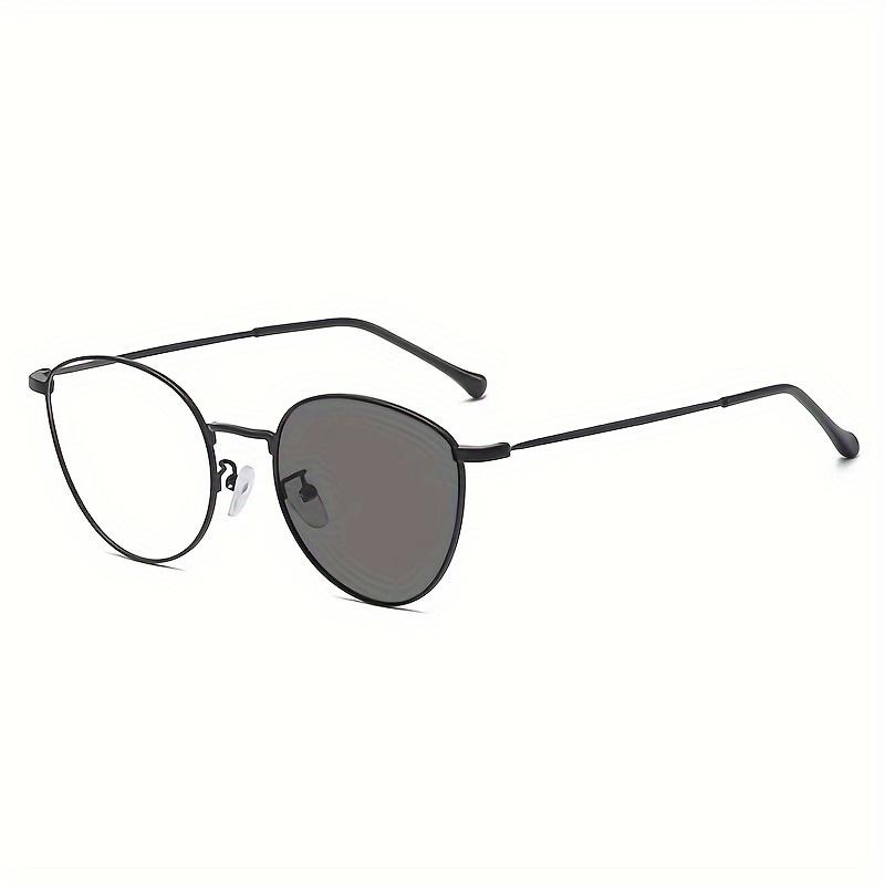 1Pcs 1 Pair Of New Retro Metal Frame Men'S And Women'S Fashion Glasses With Anti-Blue Light Automatic Color Change Lenses
