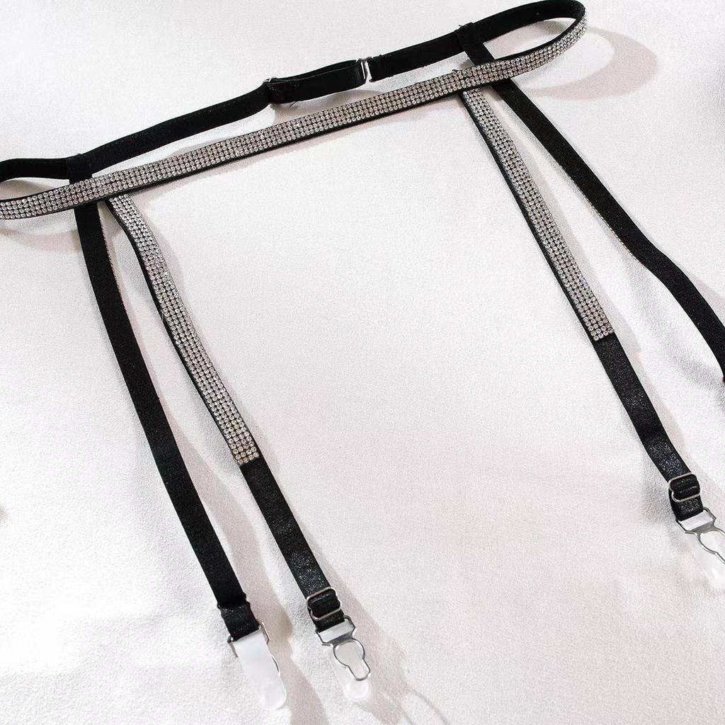 Hot-Selling European & American Sexy Lace Diamond Thong Garter Set - 4 Pieces