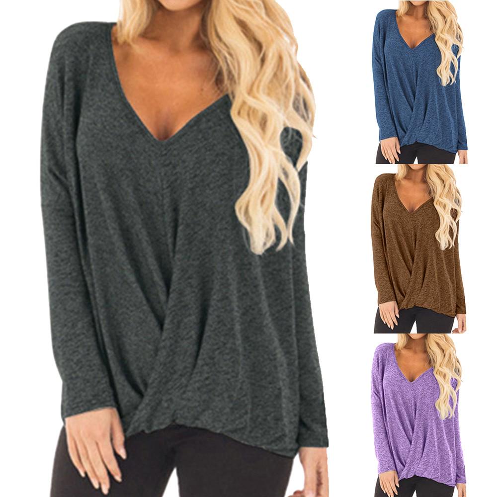 

Женская модная блузка нестандартной формы с v-образным вырезом и длинными рукавами