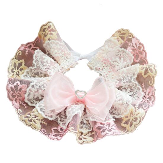 

Устойчивость к разрыву, защита от удушья, не выцветающая кружевная отделка с бантом, круг для шеи для домашних животных, ежедневное словосочетание XS розовый