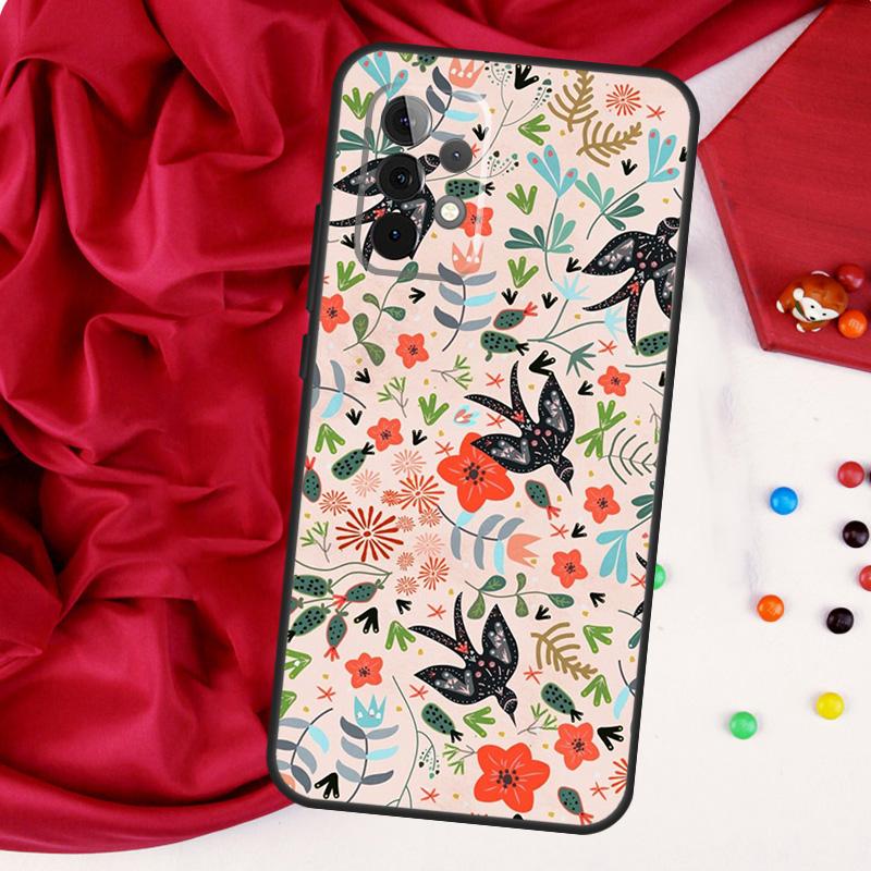 Garden Birds For Samsung Galaxy A15 A55 A53 A33 A35 A22 A32 A52 A54 A34 A14 A56 A36 A26 A16 A05 A06 Case