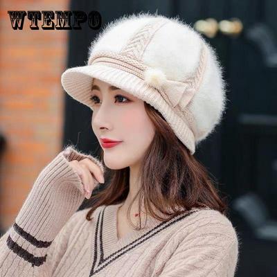 Hat Women's Autumn and Winter Casual Duck Tongue Beret Winter Cold Warm Knitted Wool Hat