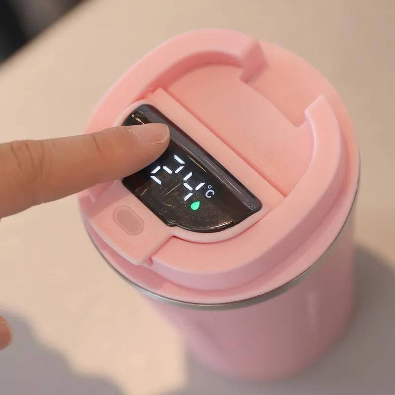 Double Layer Vacuum Temperature Insulation Intelligent Coffee Cup Outdoor Anti Drop Portable Insulated Cup Stainless Steel Cup Customized Logo Ya923