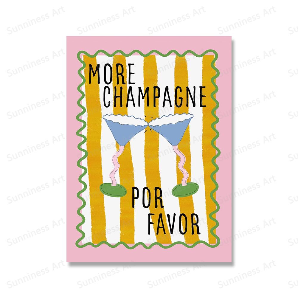 Funny Kitchen Print Espresso Coffee Tea Cup Candles Champagne Wine Posters Wall Art Canvas Painting for Diner Room Decor Picture