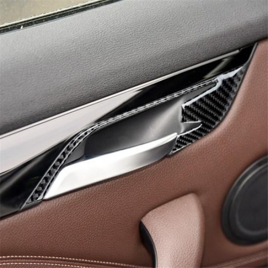 2Pcs Carbon Fiber Interior Rear Door Handle Cover Trim For BMW X1 F48 2016-18