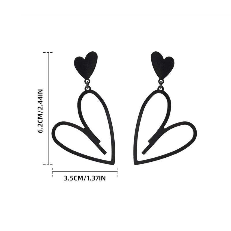 Fashionable Black Heart Dangle Earrings Retro Style Jewelry Ear Accessories Jewelry for Music Festivals and Party Looks