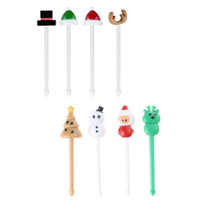 4Pieces Reusable Lunch Box Toothpicks Cute Christmas Fruit Sign for Kids Adults Reusable Lunch Box Toothpick Fruit Picks