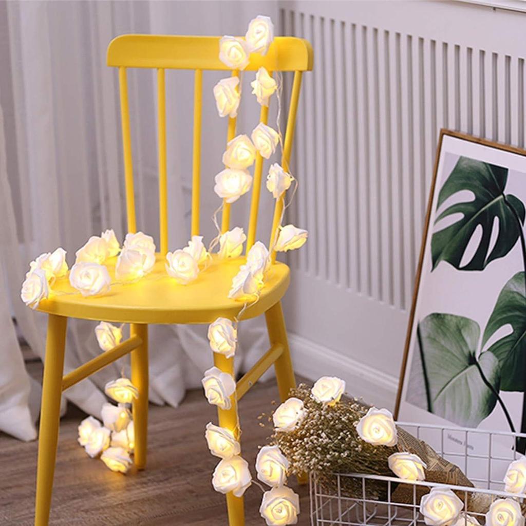 Serial String Lights - 14 LED White Rose, 10 Feet Fairy Lights for Home Decor,Mandir,Deepawali & Diwali Decoration, Christmas