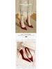 2025 Rote Hochzeitsschuhe im chinesischen Stil: Bequeme Wildleder-High Heels für Bräute