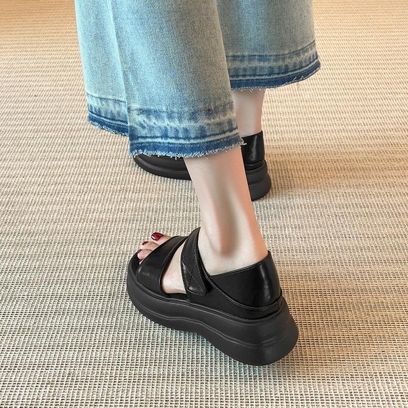 French Retro Bag Heel with Platform Sandals Women's New Summer Flat Bottom Is Easy To Wear, Not Tired, Wear Roman Shoes Outside