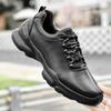 Autumn New High-quality Leather Casual Shoes Non-slip Outdoor Thick-soled Solid-color Sports Shoes