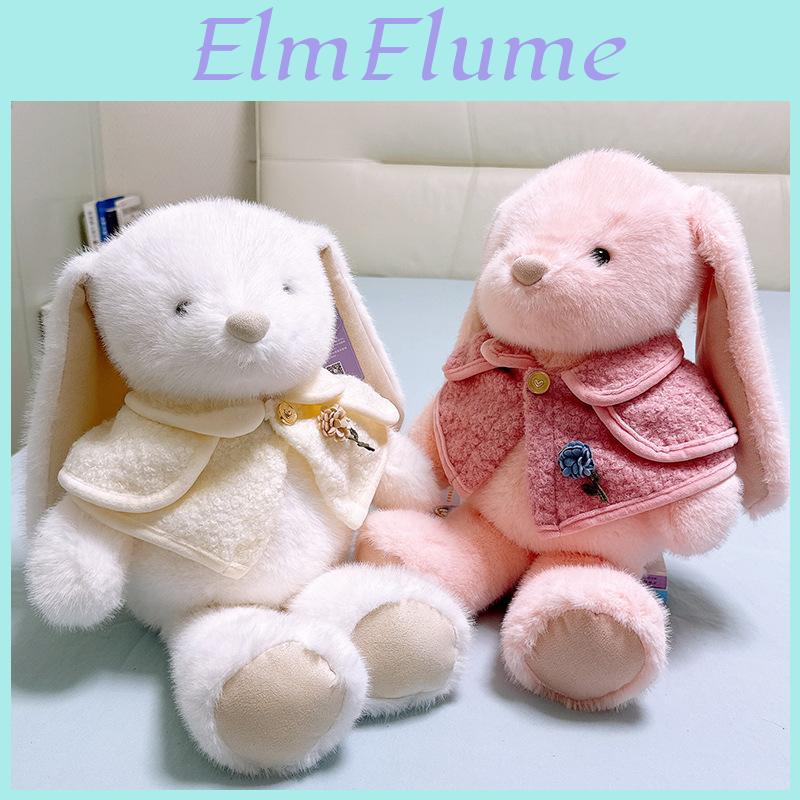 Plush Rabbit Stuffed Animal Sitters With Cloak And Flower Decor For Girls Gift And Home Decor