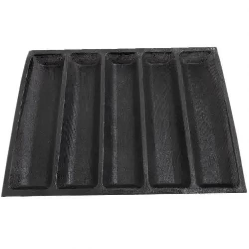 

5-Cavity Reusable Silicone Mold Baguette Shape Non-stick French Bread Baking Pan Tool chocolate cake mold baking Accessories чёрный