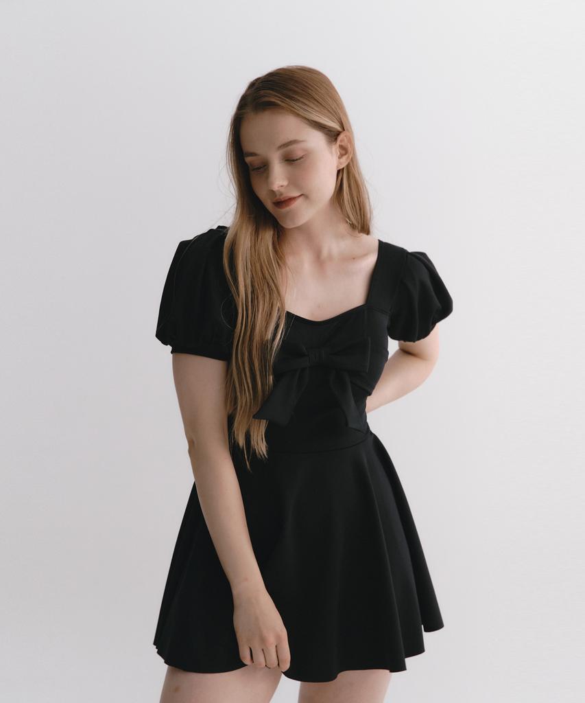 Soltipeullawo Union Ribbon Balloon Dress Black