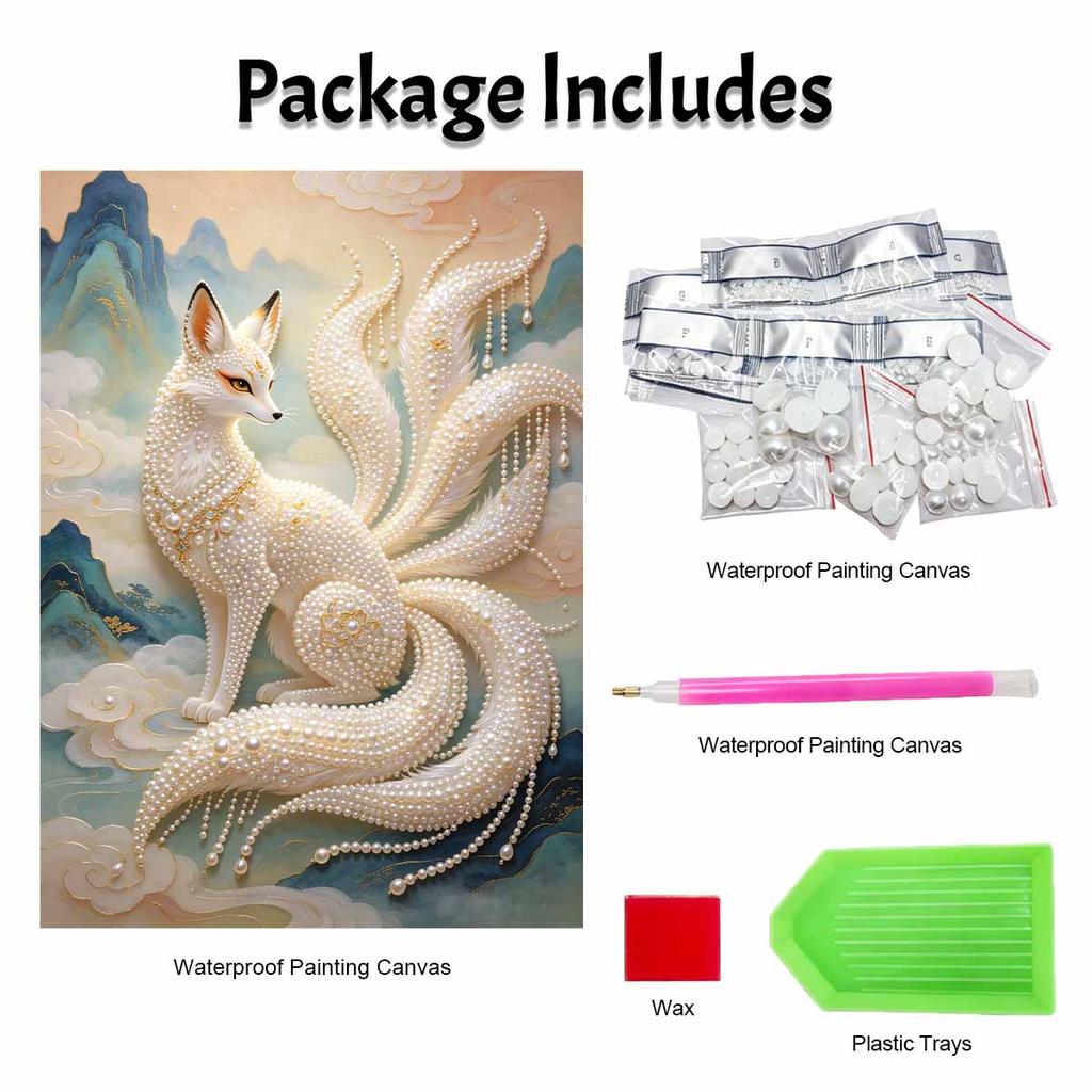 DIY Pearl Diamond Art Painting kits for Adult and Beginners, Majestic Fox Sparkling Painting Craft Home Wall Decor handmade Gift