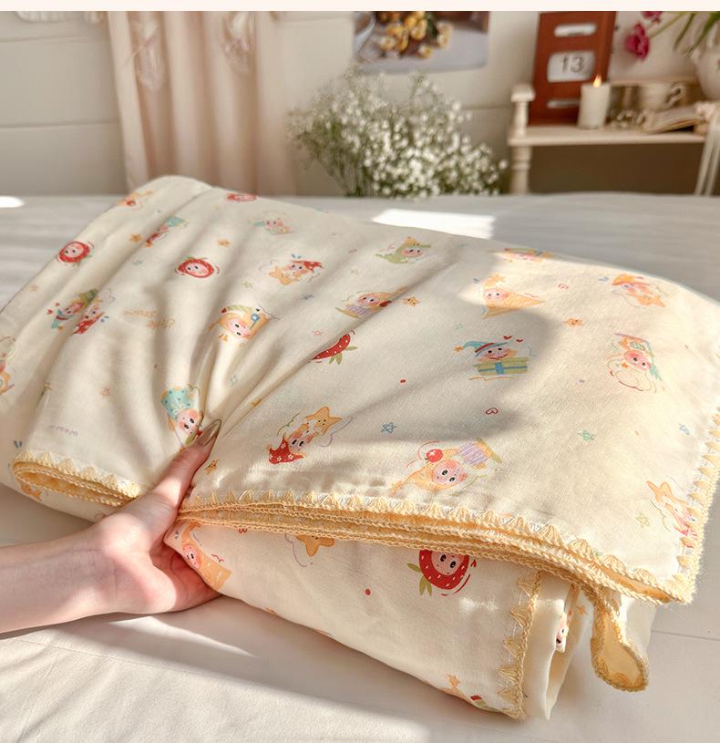 Pure Cotton Double Layer Gauze Summer Blanket for Kids and Adults