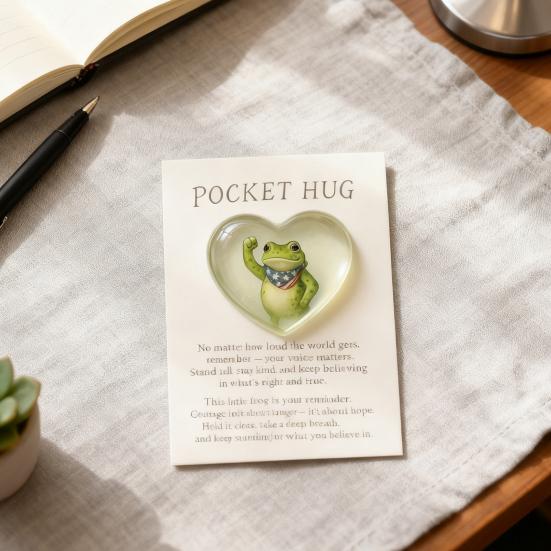 Frog Pocket Hug with Gift Card Frog Again The Machine Protest Pocket Hug Token Emotional Support Frog with Inspirational Cards Keepsake Gift
